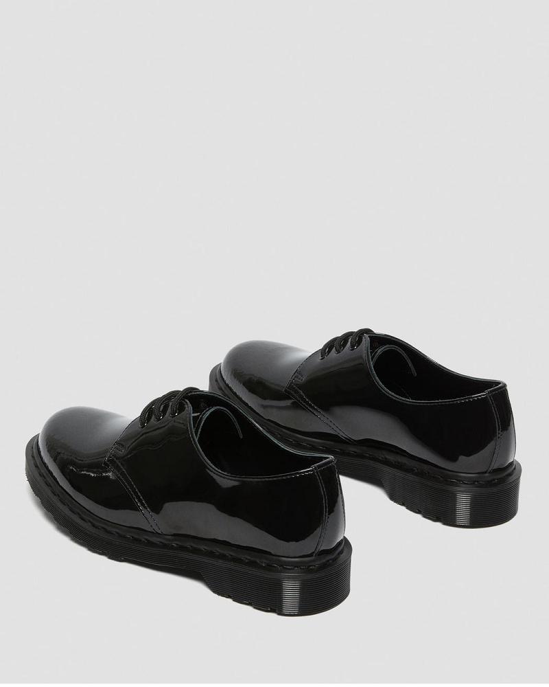 Black Men's Dr Martens 1461 Made in England Mono Patent Leather Oxfords Shoes | CA 595HAP